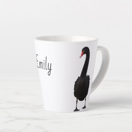 Black Swan Wildlife Art Personalized Name Animal Latte Mug