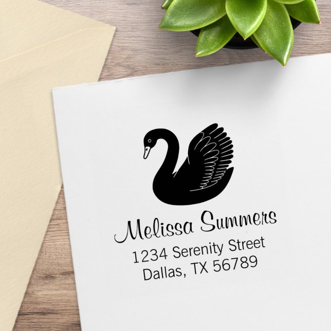 Black Swan Wings up Address Rubber Stamp (Creator Uploaded)