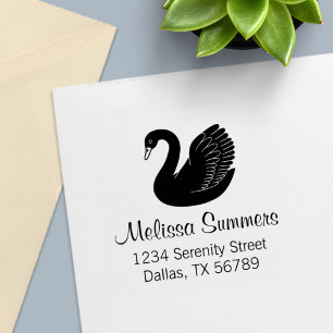 Black Swan Wings up Address Self-inking Stamp