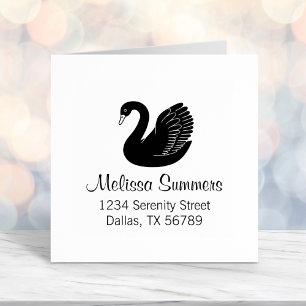 Black Swan Wings up Address Self-inking Stamp