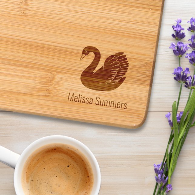 Black Swan Wings up Custom Name Engraved Cutting Board (Creator Uploaded)