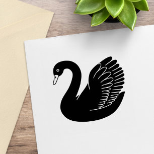 Black Swan Wings up Rubber Stamp