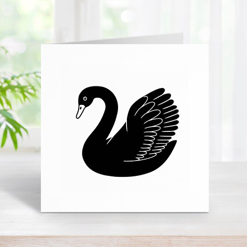 Black Swan Wings up Rubber Stamp
