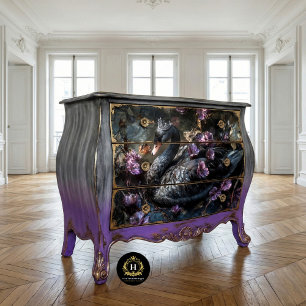 Black Swan with Purple Florals Decoupage  Tissue Paper