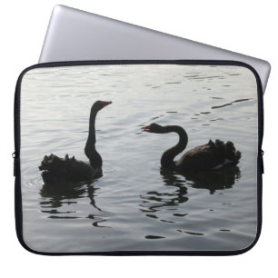 Black Swans Greeting Each Other Laptop Sleeve