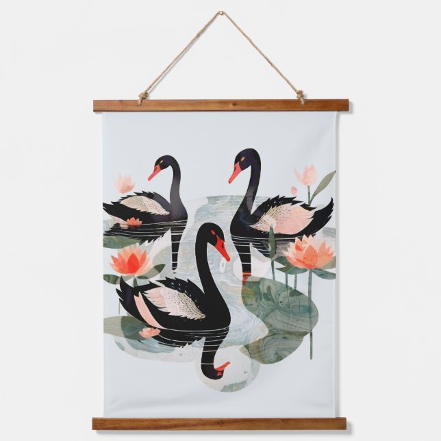 Black Swans Hanging Tapestry (Front)