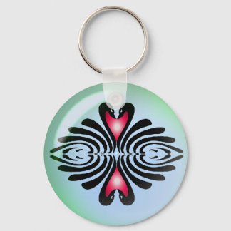 BLACK SWANS & HEARTS BUBBLE by SHARON SHARPE Keychain
