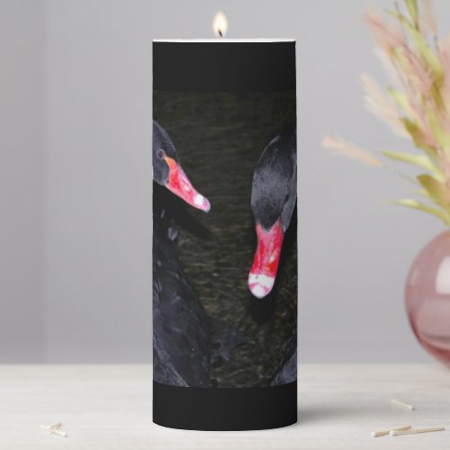 Black Swans in Love Valentines Pillar Candle