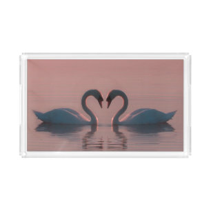 Black Swans Must Be Love Pink Sky Acrylic Tray