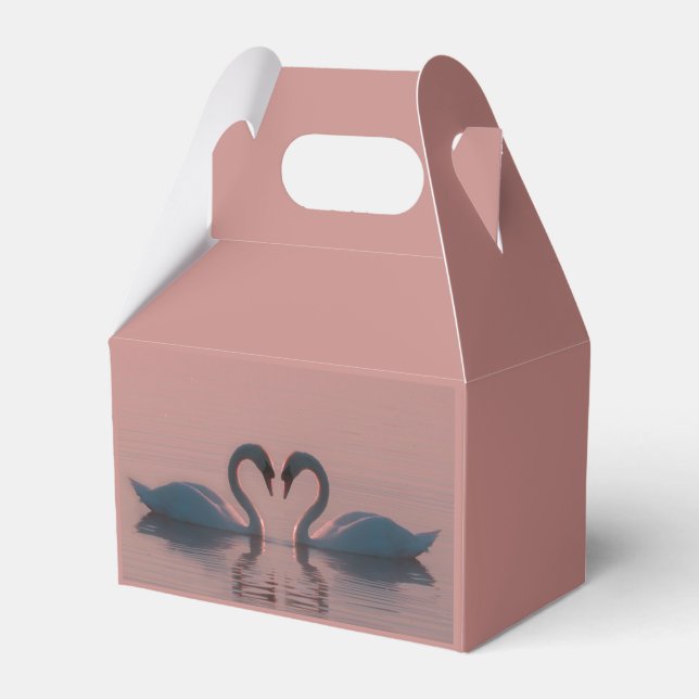 Black Swans Must Be Love Pink Sky Favor Boxes (Front Side)