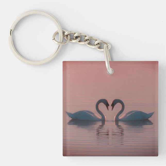 Black Swans Must Be Love Pink Sky Keychain (Front)