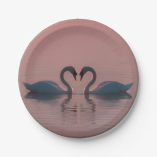 Black Swans Must Be Love Pink Sky Paper Plates