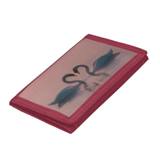 Black Swans Must Be Love Pink Sky Trifold Wallet