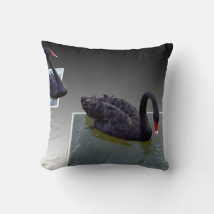 Black Swans Swimming In Dimensional Ponds, Throw Pillow