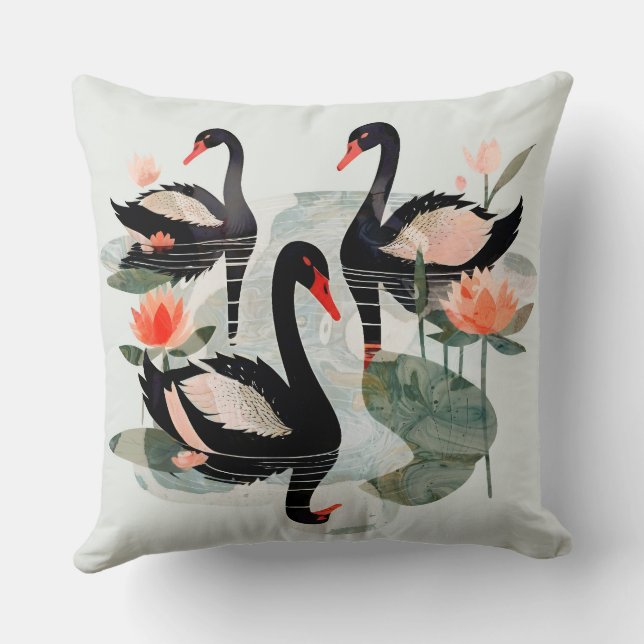 Black Swans Throw Pillow (Back)
