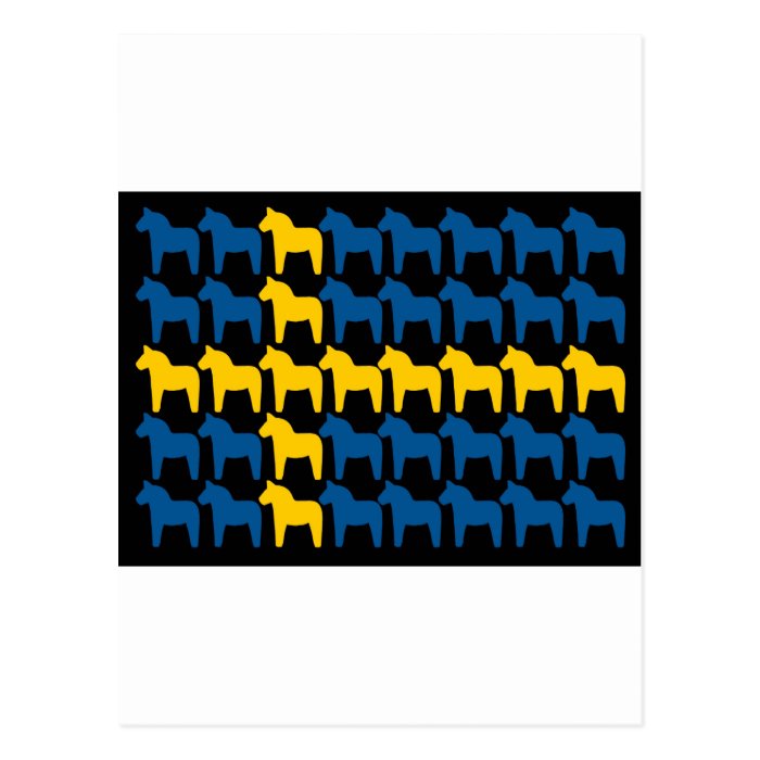 Black Sweden Dala Flag Post Cards