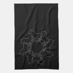 Black Swedish Dala Horse Snowflake Towel