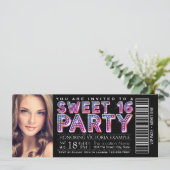 Black Sweet 16 Birthday Party Invitation (Standing Front)