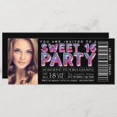 Black Sweet 16 Birthday Party Invitation (Front/Back)