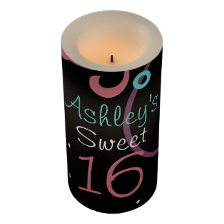 Black Sweet 16 Centerpiece Flameless Candle