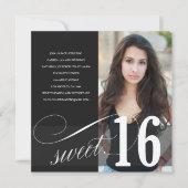 Black Sweet 16 Party Invitation (Front)