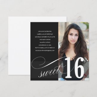 Black Sweet 16 Party Invitation