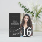 Black Sweet 16 Party Invitation (Standing Front)