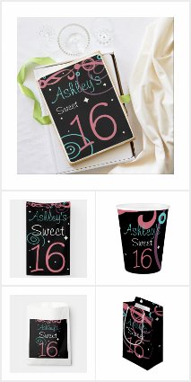 Black Sweet 16 Party Supplies
