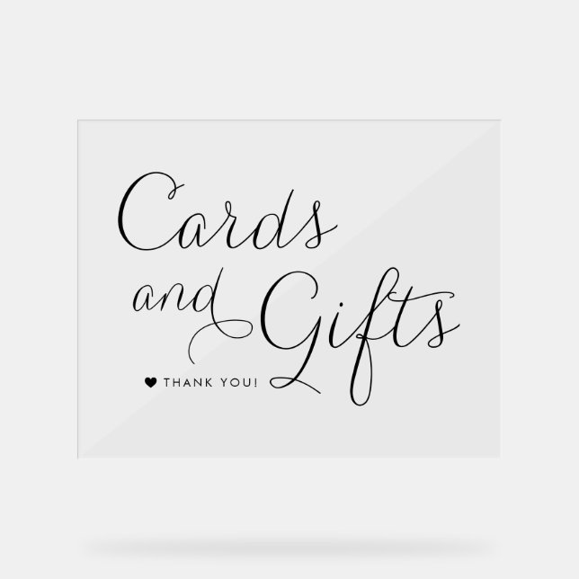 Black Sweet Calligraphy Wedding Cards and Gifts Acrylic Sign (Front)