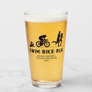 Black • Swim Bike Run Triathlon Icon Series  Glass