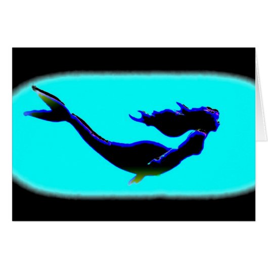 black swimming mermaid cards (Front Horizontal)