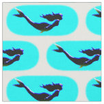 black swimming mermaids pattern fabric