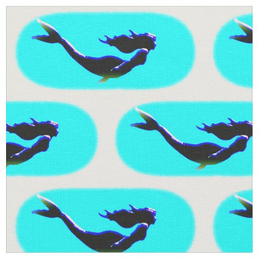 black swimming mermaids pattern fabric