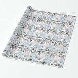 Black Swirl 60th Wedding Anniversary Photo Wrapping Paper<br><div class="desc">This diamond wedding anniversary gift wrapping paper features a black swirl damask pattern as the background,  a light blue wavy stripe across the center and an oval customizable photo frame. Customizable text allows you to add the names of the couple.</div>