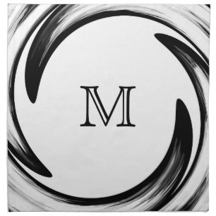 Black Swirl Modern Abstract Monogram #2 Napkin