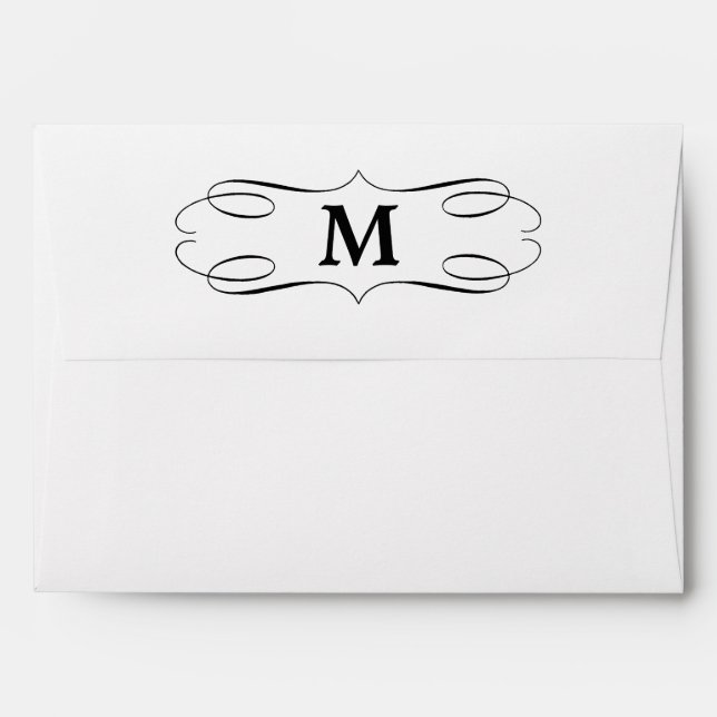 Black Swirl Monogram Envelope (Back (Top Flap))