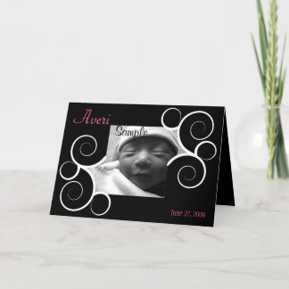 Black Swirl photo Birth Announcement