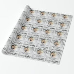 Black Swirl & Silver Wedding Anniversary Photo Wrapping Paper<br><div class="desc">This silver wedding anniversary gift wrapping paper features a black swirl damask pattern as the background,  a silver wavy stripe across the center and an oval customizable photo frame. Customizable text allows you to add the names of the couple.</div>