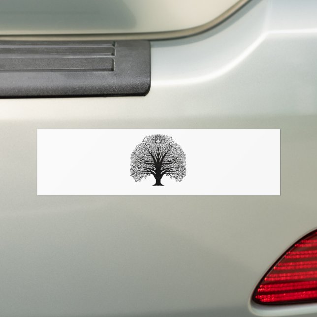 Black Swirl Tree Bumper Sticker (On Car)