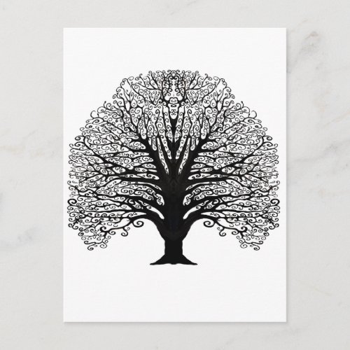 Black Swirl Tree Postcard