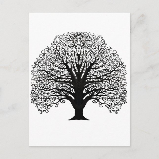Black Swirl Tree Postcard (Front)
