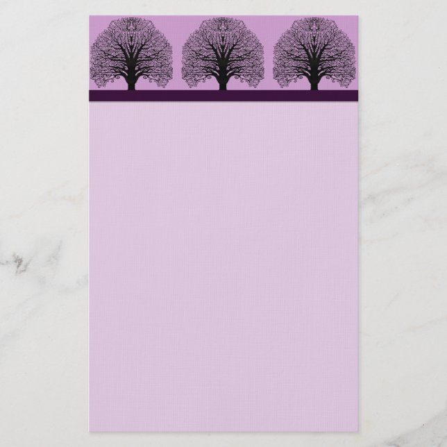 Black Swirl Tree Stationery (Front)