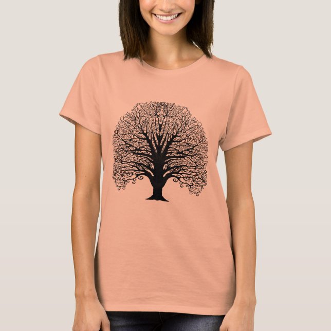 Black Swirl Tree T-Shirt (Front)