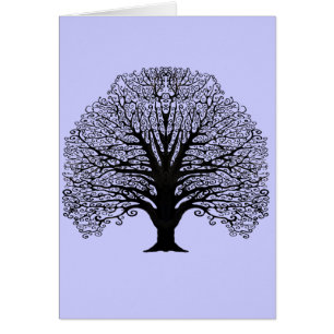 Black Swirl Tree Thank you Cards