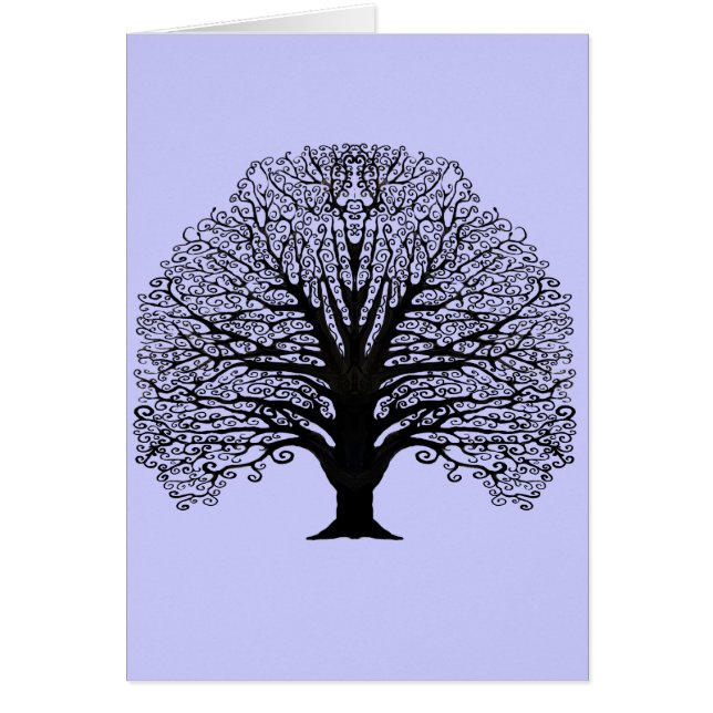 Black Swirl Tree Thank you Cards (Front)