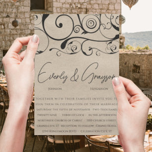 Black Swirl Wedding Invitations