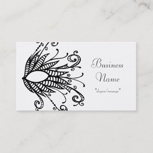Customizable Black Swirled Mask Design Business Card