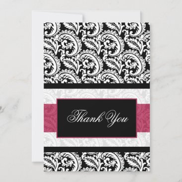 Black swirls pink  Thank You Card