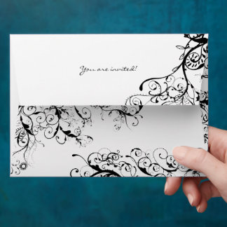Black Swirls Wedding Envelopes