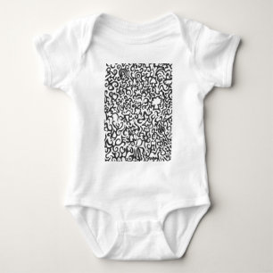 Black Swirls With Pictures Baby Bodysuit